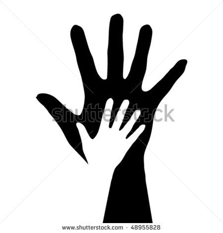 Hands Silhouette  Illustration On White Background    Stock Vector
