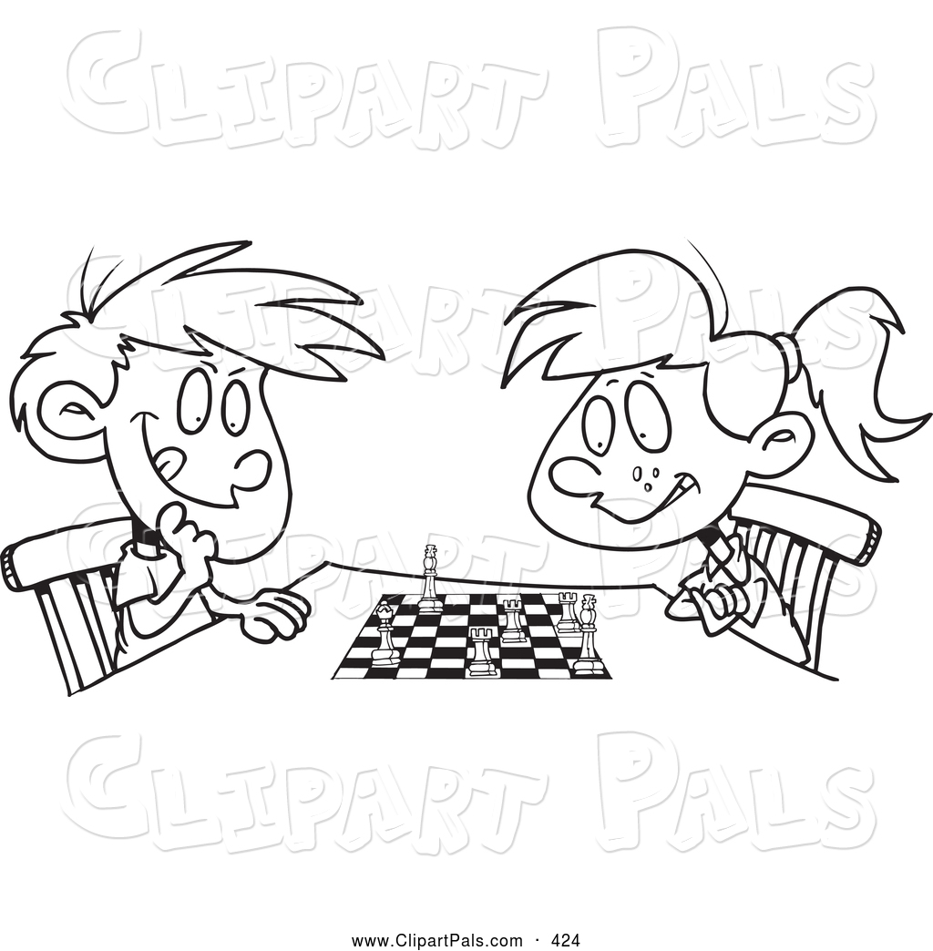 Larger Preview  Pal Clipart Of A Black And White Boy And Girl Playing