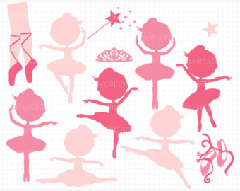 Little Ballerina Silhouette Clip Ar T   Digital Clipart   Instant