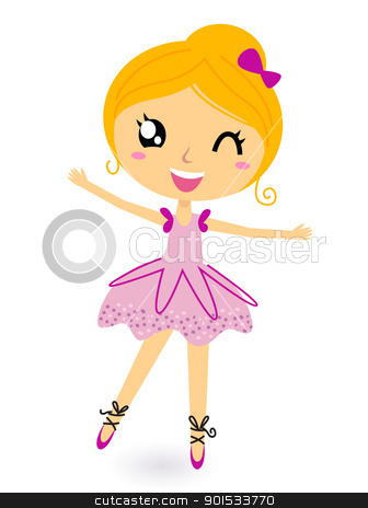 Little Dancing Ballerina Girl Stock Vector Clipart Blond Ballet Girl