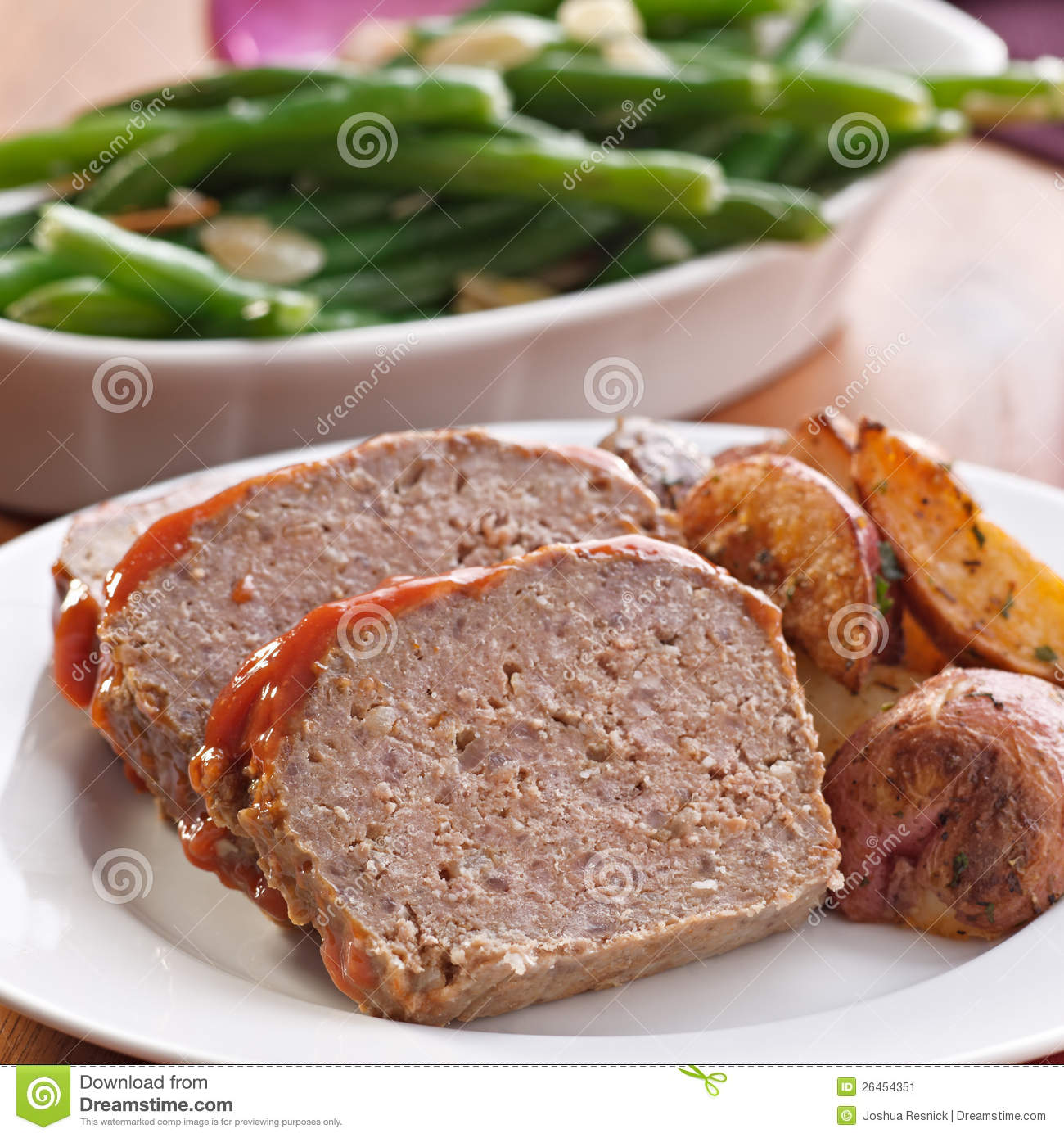 Meat Loaf With Roasted Herb Potatoes Stock Image   Image  26454351