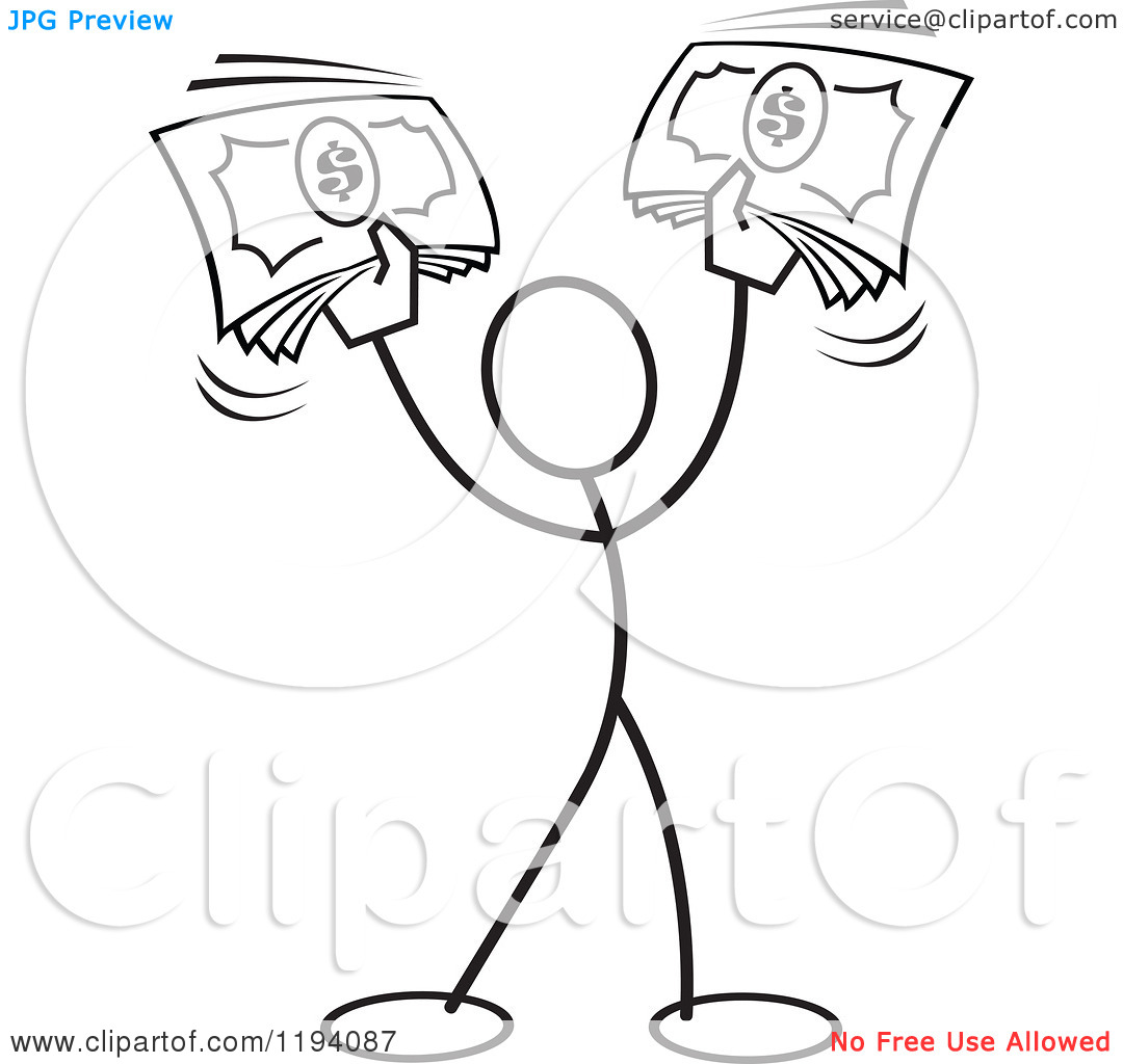 Money Black And White Clipart Cartoon Of A Black And White