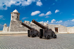 Old Cannons In Front Of A Castle In Old Havana Stock Photography