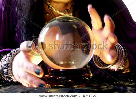 Picture Of A Fortune Teller Her Hands Caressing A Crystal Ball As She