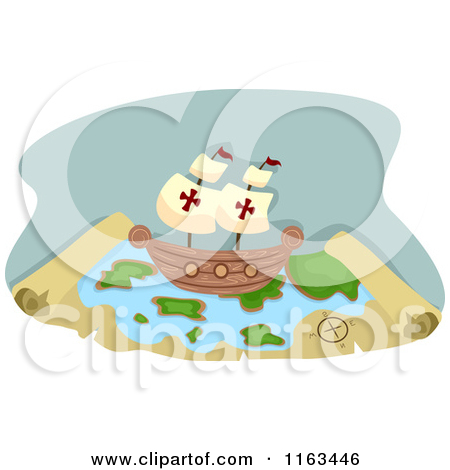 Rf  Clip Art Illustration Of A Cartoon Pirate Ship Shooting Cannons