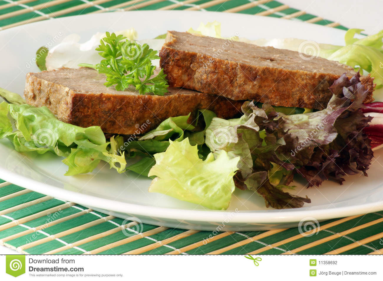 Sliced Meat Loaf With Vegetable On A Plate Stock Photography   Image