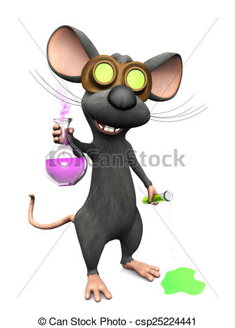 Stock Illustration   Mad Cartoon Mouse Doing A Science Experiment