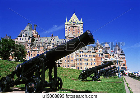 Stock Photo Of Cannons In Front Of Chateau Frontenac Hotel Quebec