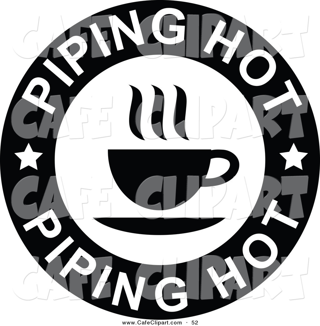 Vector Clip Art Of A Black And White Piping Hot Coffee Design On White