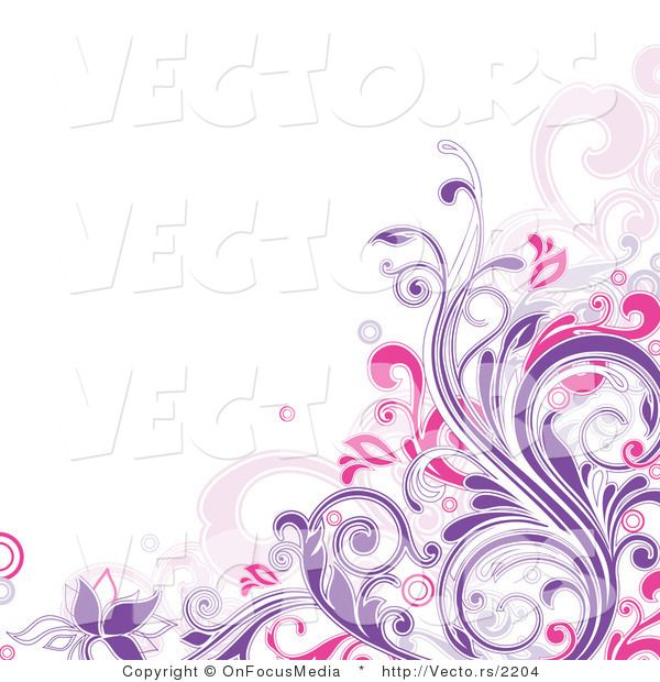 Vector Of Purple And Pink Floral Vines   Corner Border Design Element