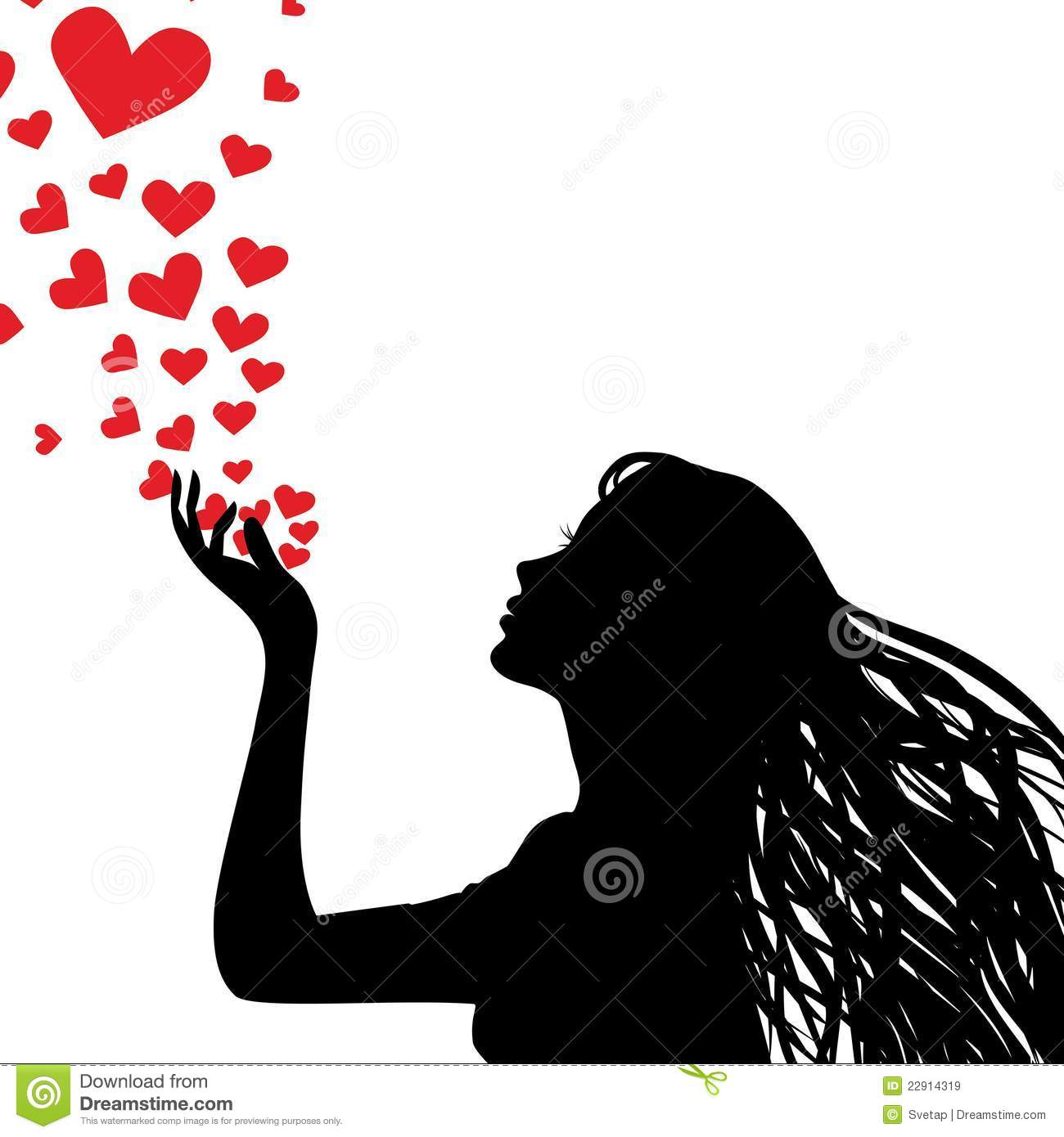 Woman Silhouette Hand  Pretty Girl Blowing Heart  Drawing Background