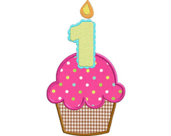 1st Birthday Clipart Orange Birthday Cupcake 