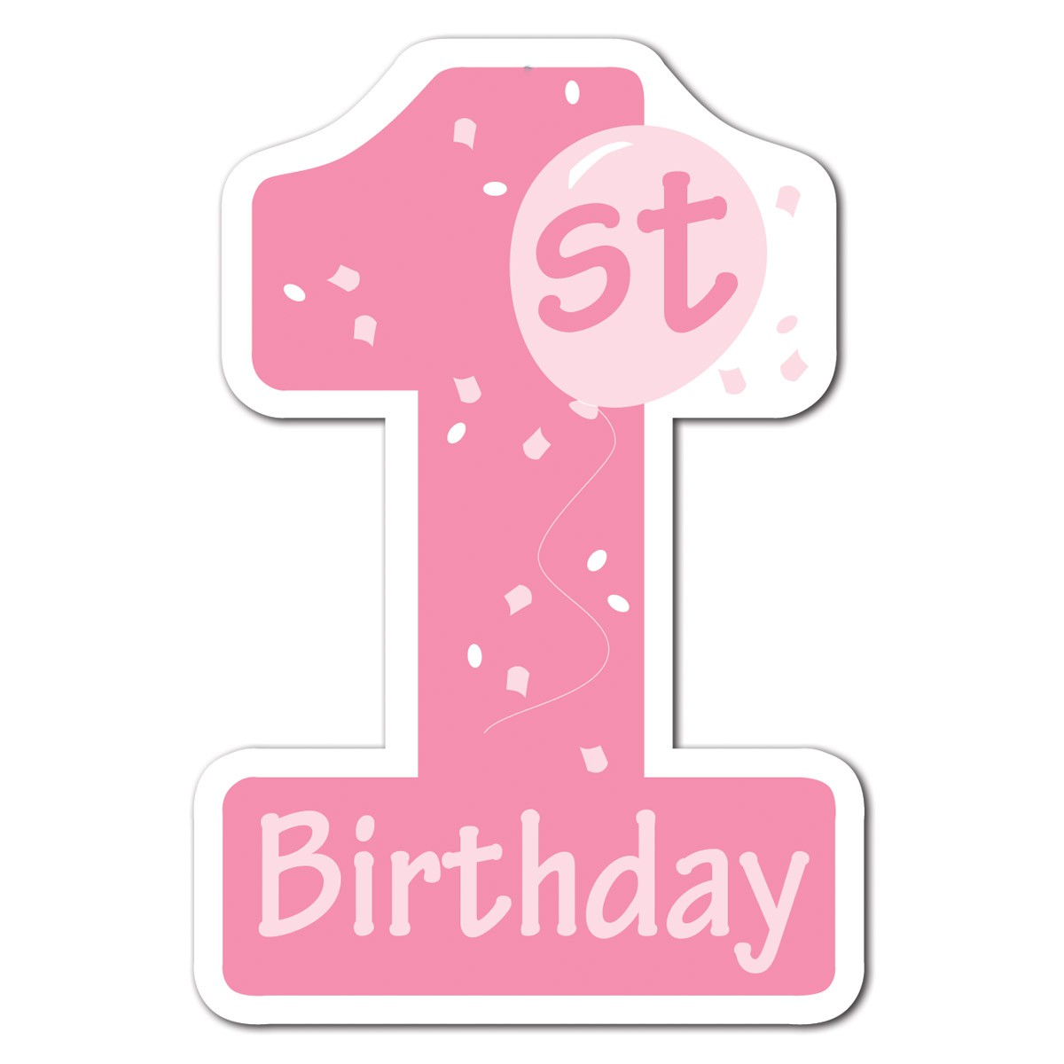 1st Birthday Pink Number 1 Cutout 40cm Party Decoration Clipart