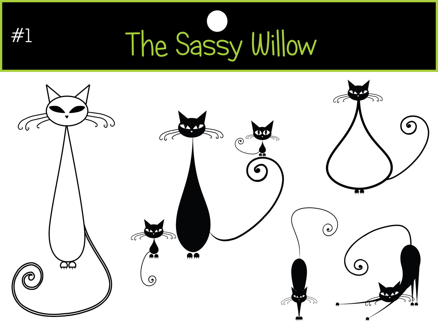 Black Cat And Kitten Clip Art Can Be Any Color By Thesassywillow