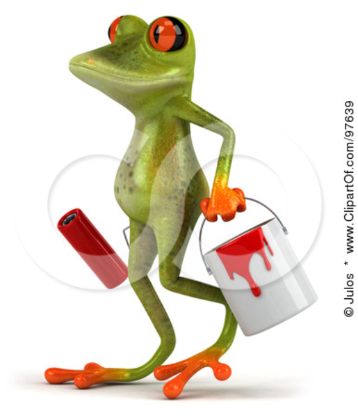 Clipart Illustration Of A D Springer Frog Walking And Carrying A Paint