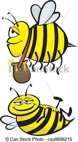 Clipart Vector Of Industrious And Lazy Bee   Hard Working Bee Idler    