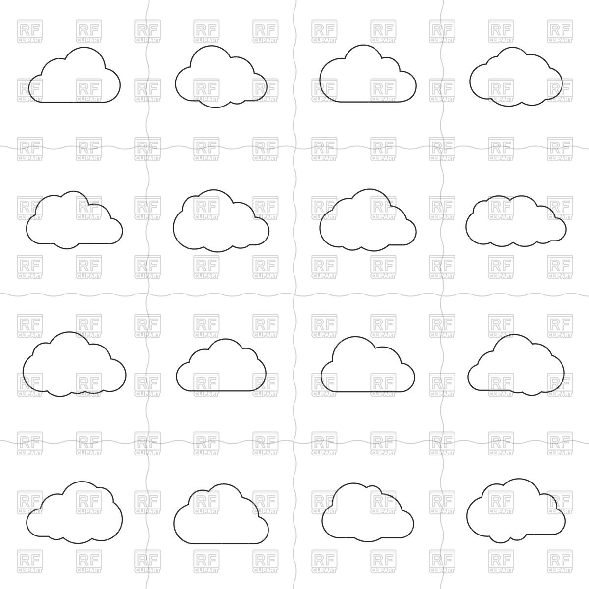 Cloud Shapes Linear Icons 92912 Download Royalty Free Vector Clipart    