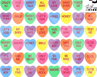 Digital Clipart Hearts Valentine Co Nvo Hearts Conversation Hearts