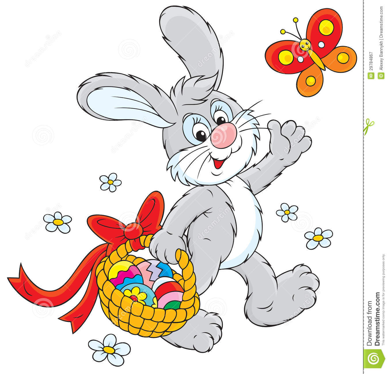 Easter Bunny With A Basket Of Eggs Royalty Free Stock Photography