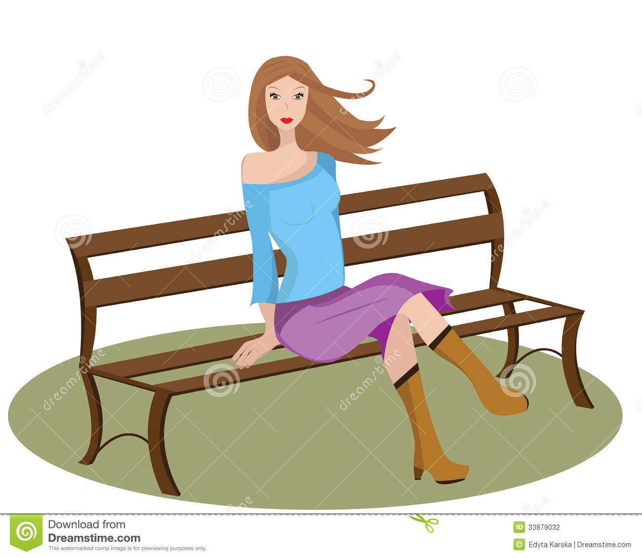 Girl Sitting On A Bench  Stock Photography   Image  33879032