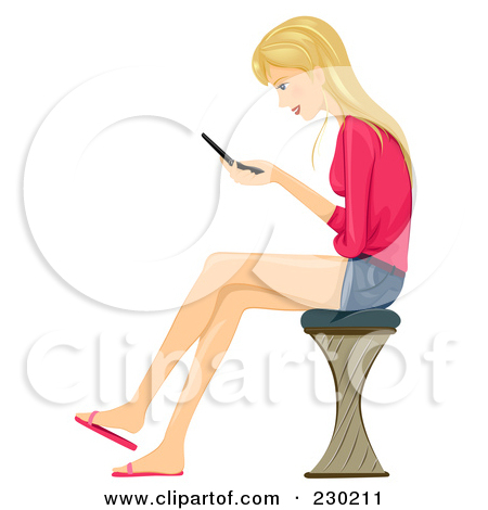 Little Cartoon Girl Texting On A Cell Phone Posters Art Prints By Ron
