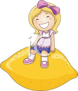 Little Girl Sitting On A Lemon   Royalty Free Clipart Picture