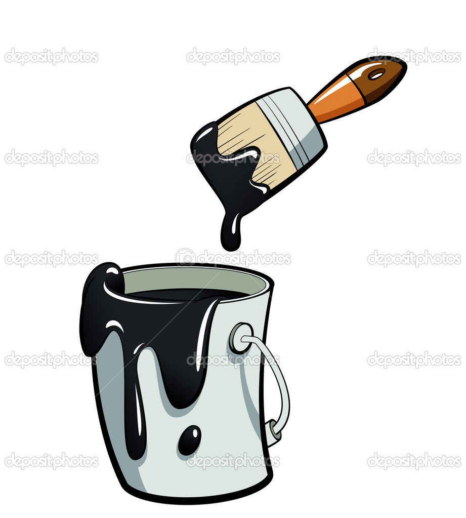 Paint Bucket Clip Art Cartoon Black Color Paint In A Paint Bucket