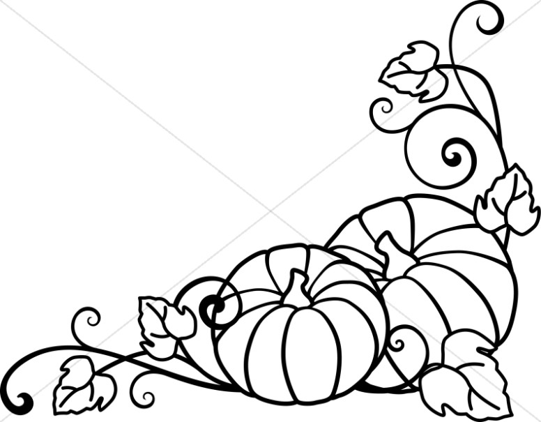 Pumpkins And Vines Lineart