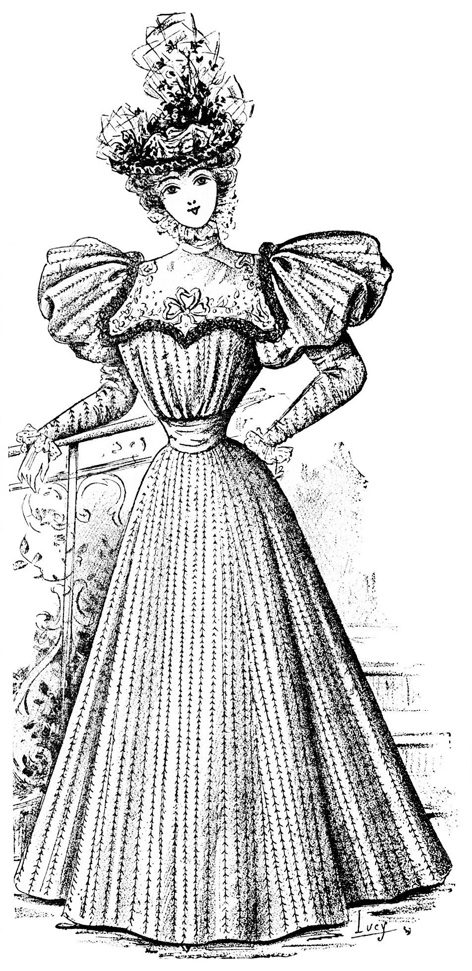 Victorian Lady Vintage French Fashion Elegant Dress Clipart Fashion