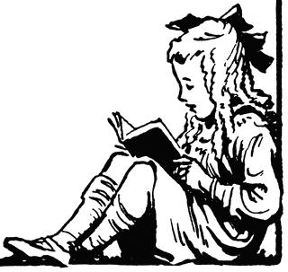 Young Girl Sitting   Reading   Clipart Etc
