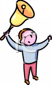     Cartoon Of A Boy Ringing A Bell   Royalty Free Clipart Picture