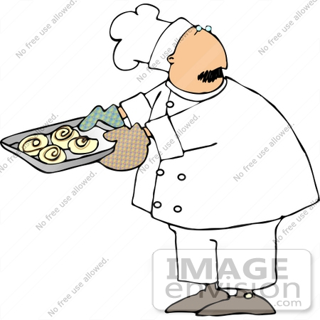 Chef With A Tray Of Cinnamon Rolls Clipart    12667 By Djart   Royalty