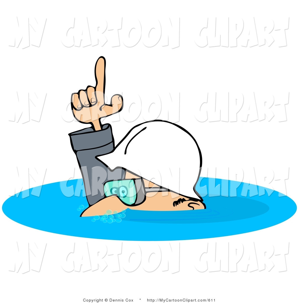 Clip Art Of A White Worker Man In A Deep Puddle Of Water By Dennis Cox