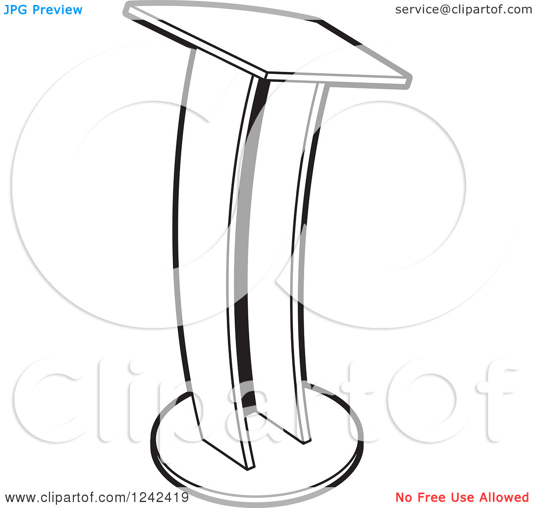 Clipart Of A Black And White Podium   Royalty Free Vector Illustration