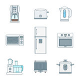 Colored Outline Various Kitchen Devices Set Royalty Free Stock    