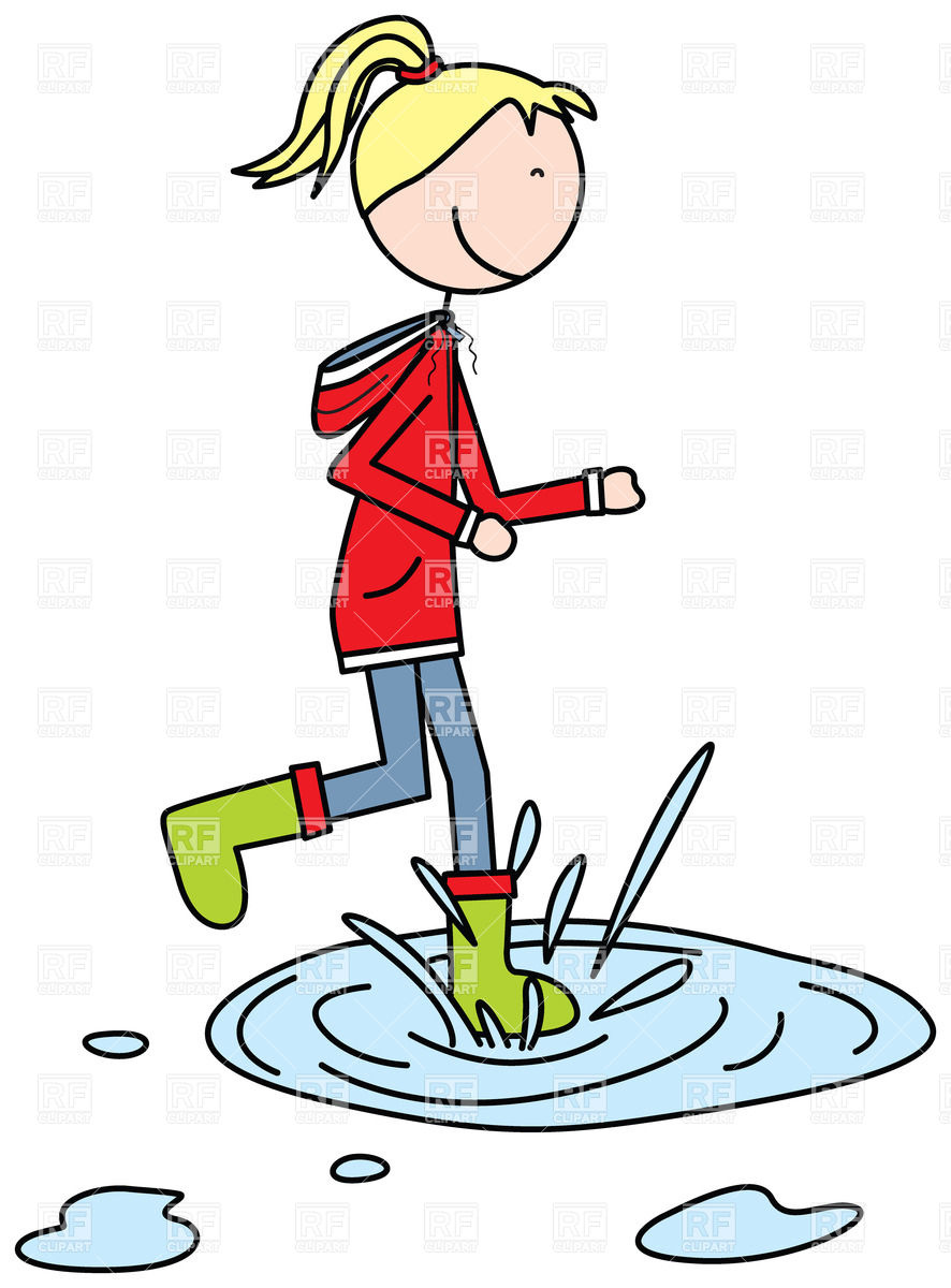     Girl Jumping To A Puddle Download Royalty Free Vector Clipart  Eps