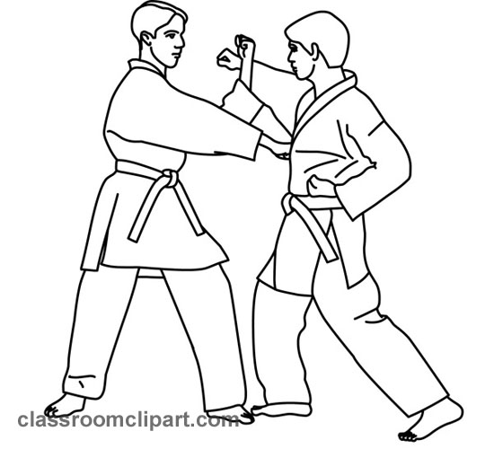 Karate Clipart   Two Maen Practicing Karate Outline   Classroom