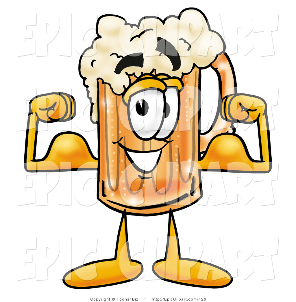 Larger Preview  Clip Art Of A Strong Beer Mug Mascot Cartoon Character
