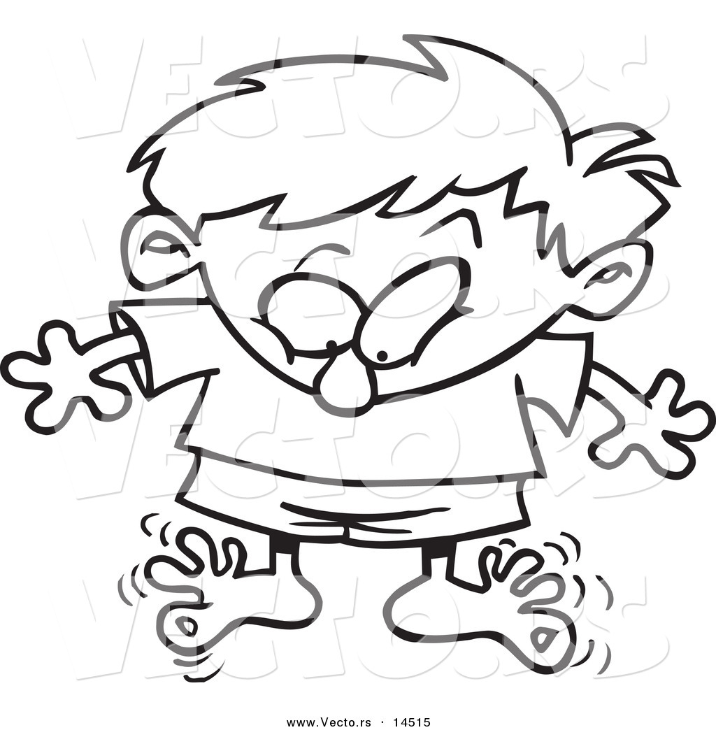 Larger Preview  Vector Of A Cartoon Boy Wiggling His Toes   Coloring