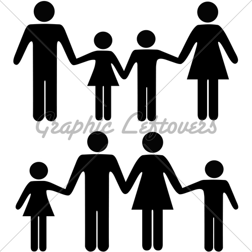 Mom Dad Boy Girl Family Holding Hands Symbols   Gl Stock Images