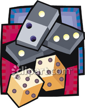 Playing Dominoes With Dominoes And Dice   Royalty Free Clipart Image