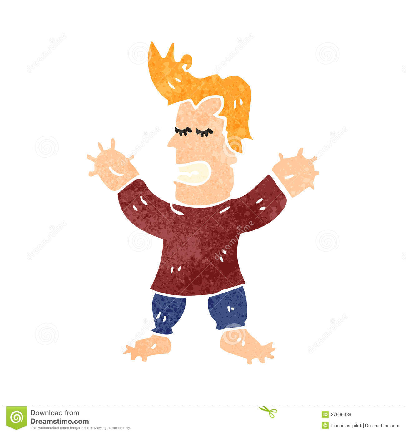Retro Cartoon Man With Swollen Hands Royalty Free Stock Images   Image