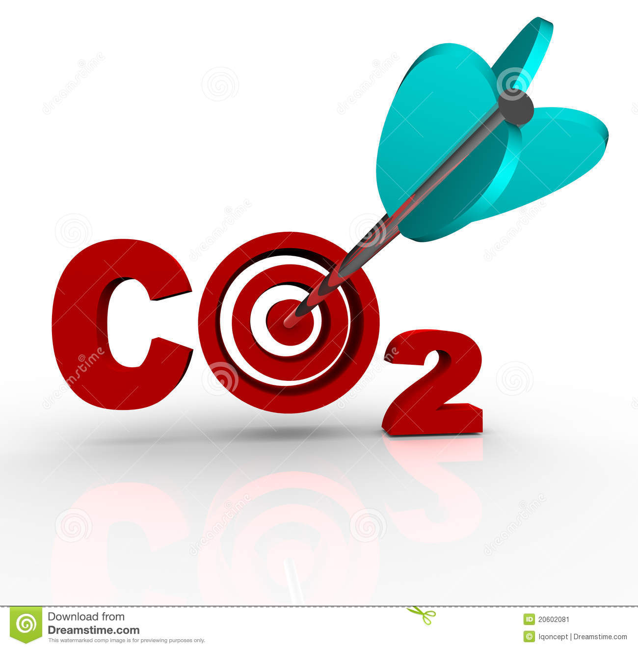 The Letters Co2 Representing Carbon Dioxide With A Target Bulls Eye In