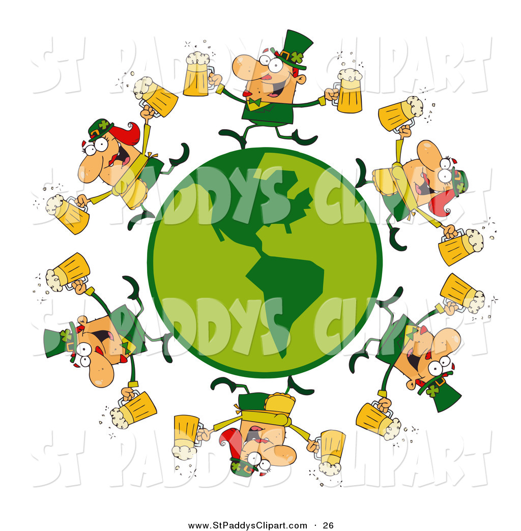 Vector Clip Art Of A Ring Of Male And Female Leprechauns Running