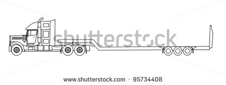American Style Truck With Trailer   Stock Vector