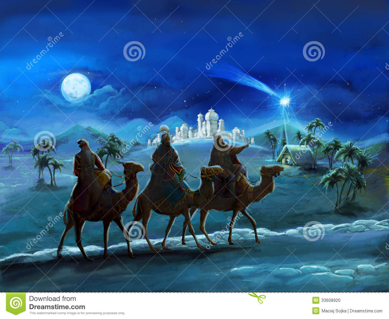 And Three Kings   Traditional Scene   Illustration For The Children