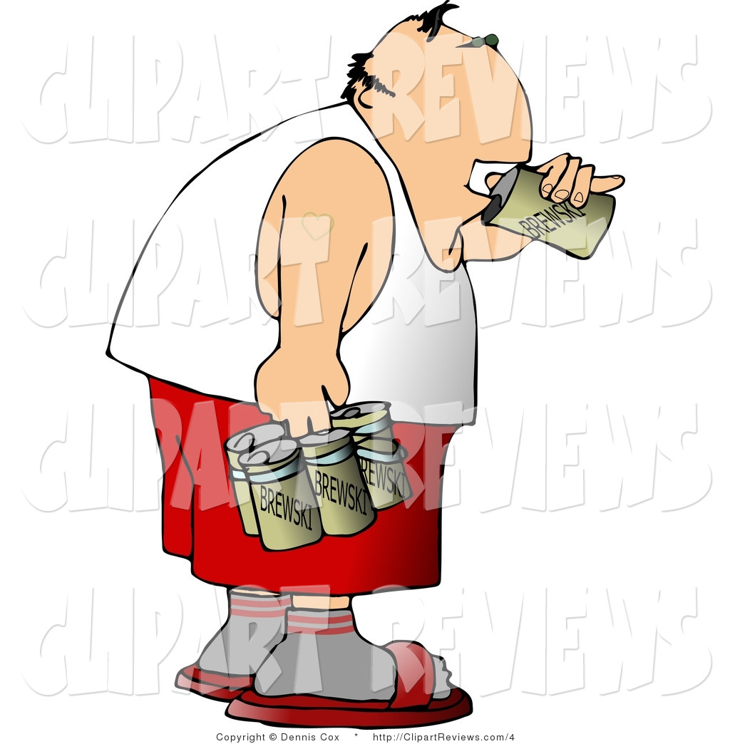 Art Of A Man In A Wife Beater Drinking A Six Pack Of Beer By Djart