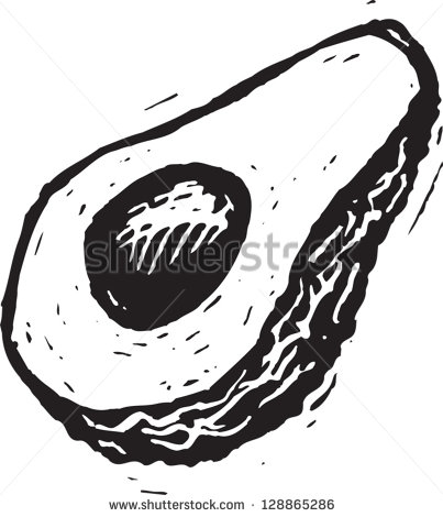 Black And White Vector Illustration Of An Avocado   128865286