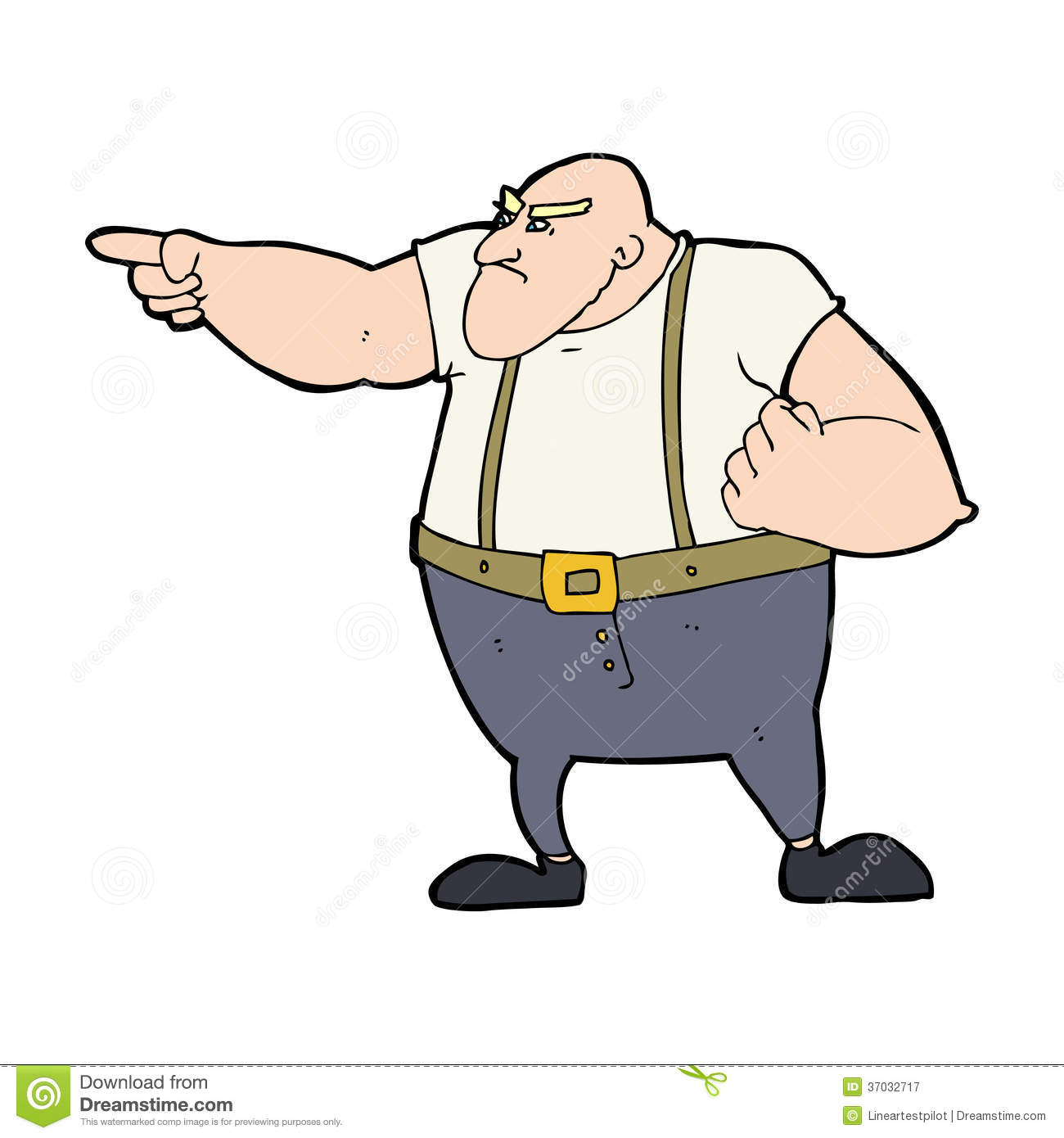 Cartoon Angry Tough Guy Pointing Royalty Free Stock Photography