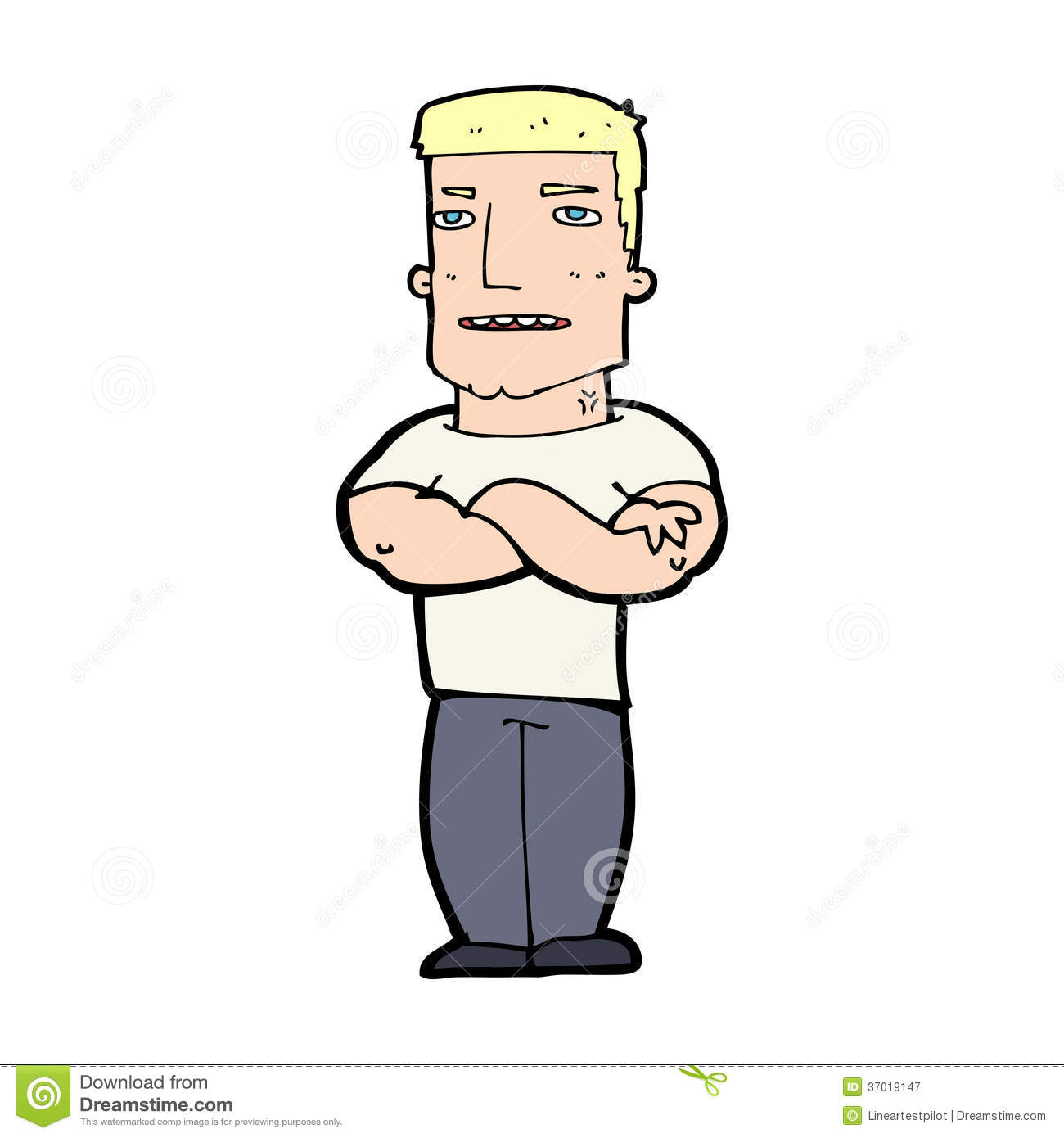Cartoon Tough Guy With Folded Arms Royalty Free Stock Photography